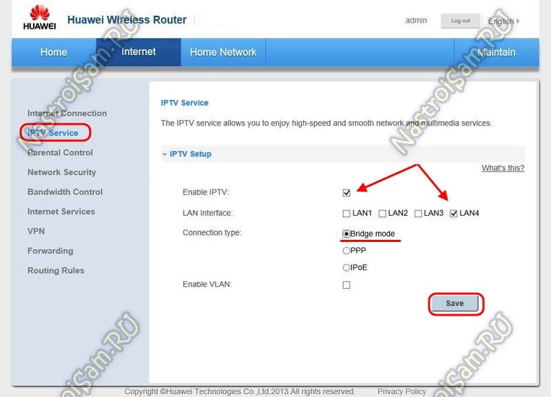 как настроить iptv на роутере хуавей