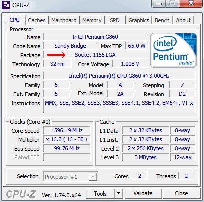 Socket в CPU-Z