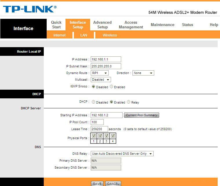 Активация DHCP-сервера на устройстве Активация DHCP-сервера на устройстве