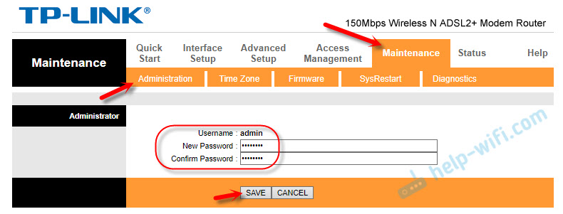 Смена пароля admin на ADSL модеме