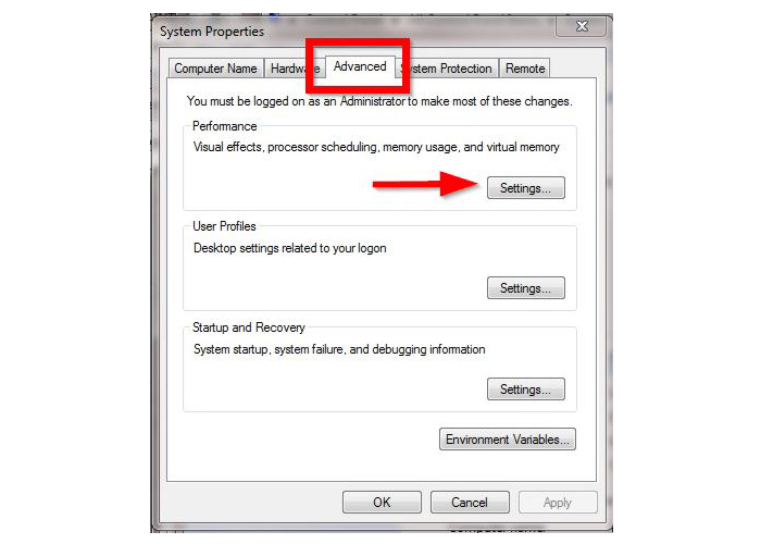 ускоряем windows 7 отключаем ненужные фоновые службы Nazhimaem Rasshirennye i v razdele Proizvoditelnost shhelkaem Nastrojki