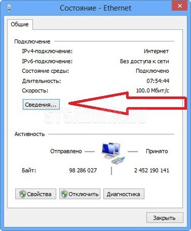 Дальше нас интересует вкладка “Сведения”