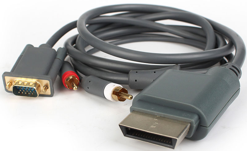 Подключение и настройка Xbox 360 с помощью VGA HD AV–кабеля