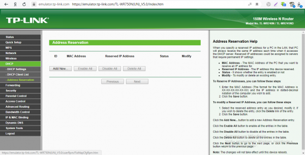 Address Reservation