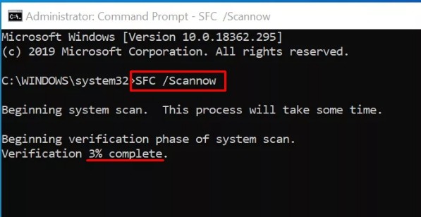 Проверка файлов операционной системы через sfc /scannow
