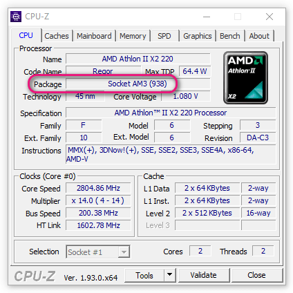 ищем сокет с программой cpu z