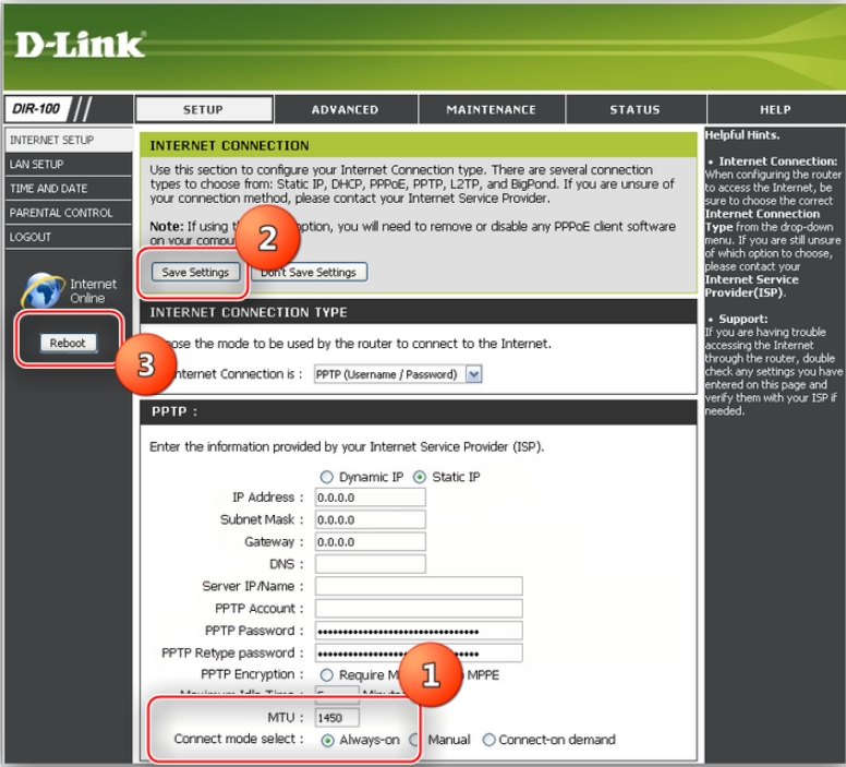 Роутер D-Link DIR-100: как настроить интернет
