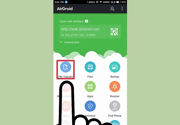 Передача файлов через AirDroid
