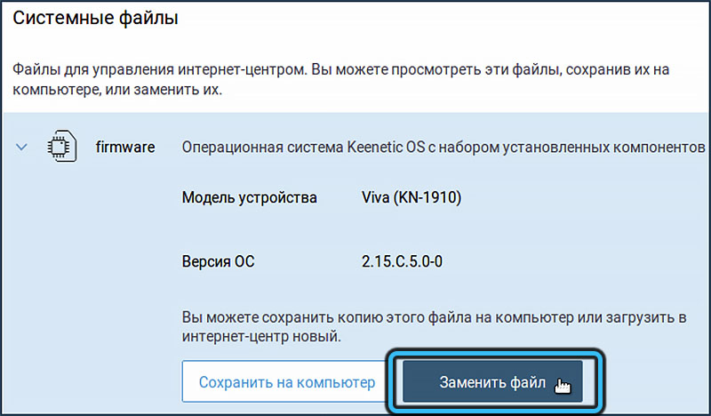 Кнопка «Заменить файл»