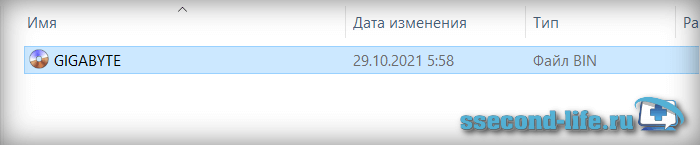 Файл BIOS Z690AORUSMASTER.F5 переименован на GIGABYTE.bin