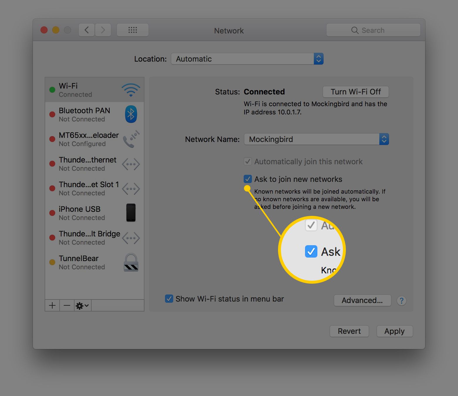 Снимок экрана системных настроек macOS с акцентом на запрос 